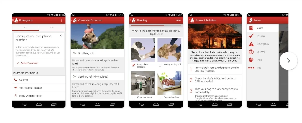 Вигляд застосунку Pet First Aid на Android Вигляд застосунку Pet First Aid на Android